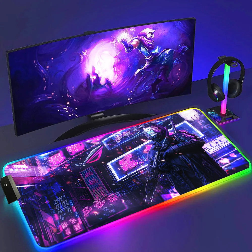 Black Mouse Pad Rgb Gaming Mause Mat