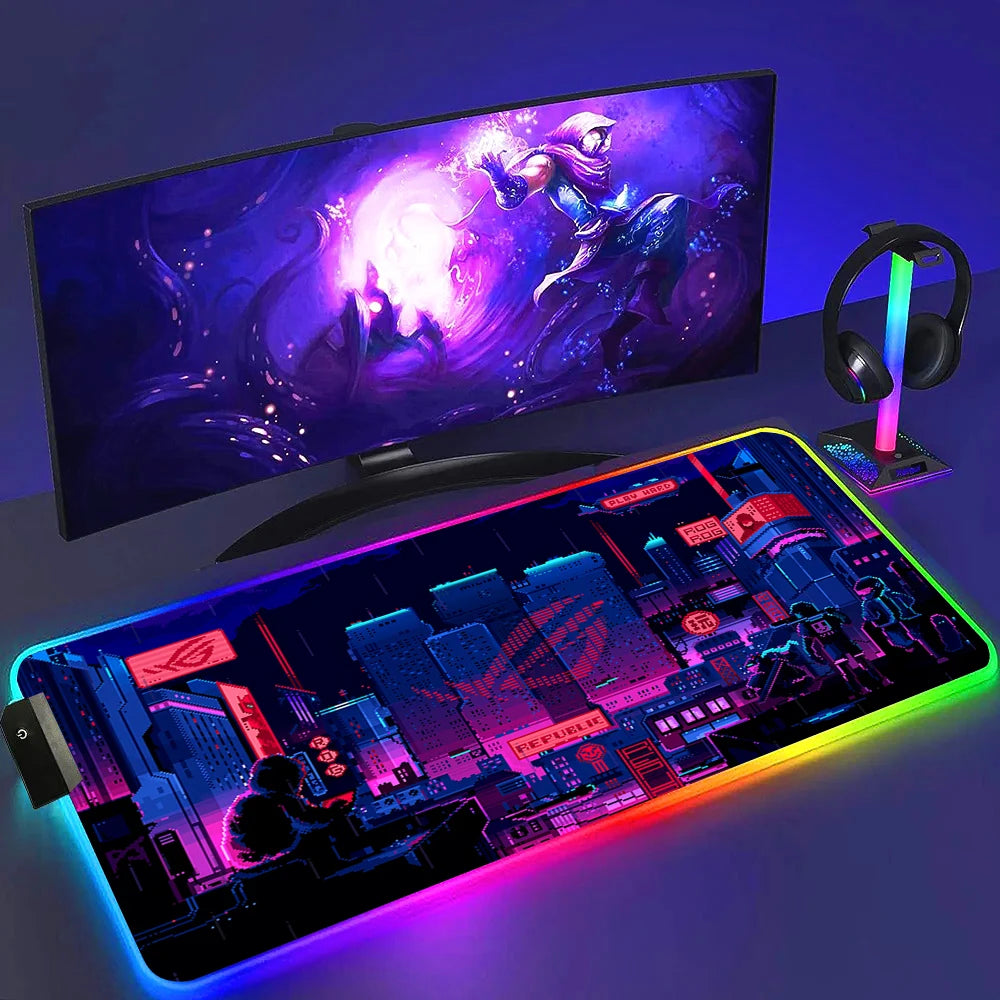 Black Mouse Pad Rgb Gaming Mause Mat