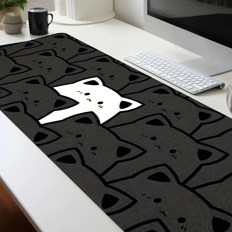 Cute cat non-slip mousepad, oversized rubber keyboard pad