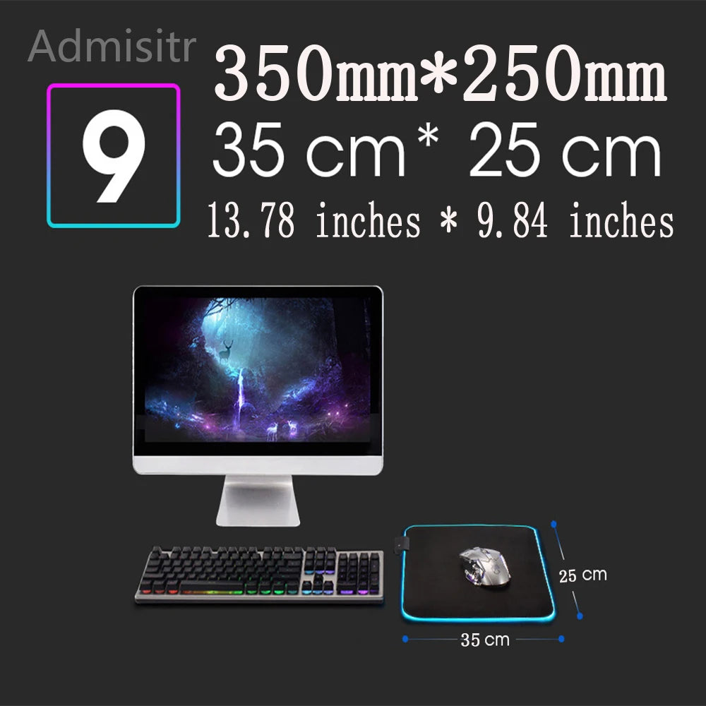 Black Mouse Pad Rgb Gaming Mause Mat