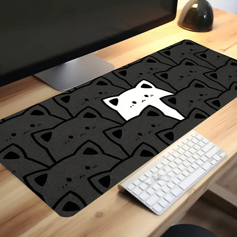 Cute cat non-slip mousepad, oversized rubber keyboard pad