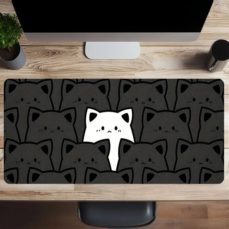 Cute cat non-slip mousepad, oversized rubber keyboard pad