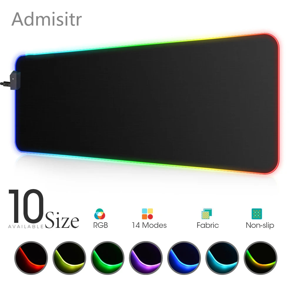 Black Mouse Pad Rgb Gaming Mause Mat