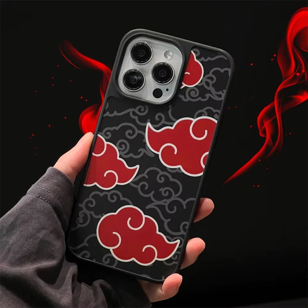 Akatsuki Clouds Kurama Cases for iphone 16 15 14 13 12 11 Pro Max Full Cover Painting Soft Bumper Phonecase