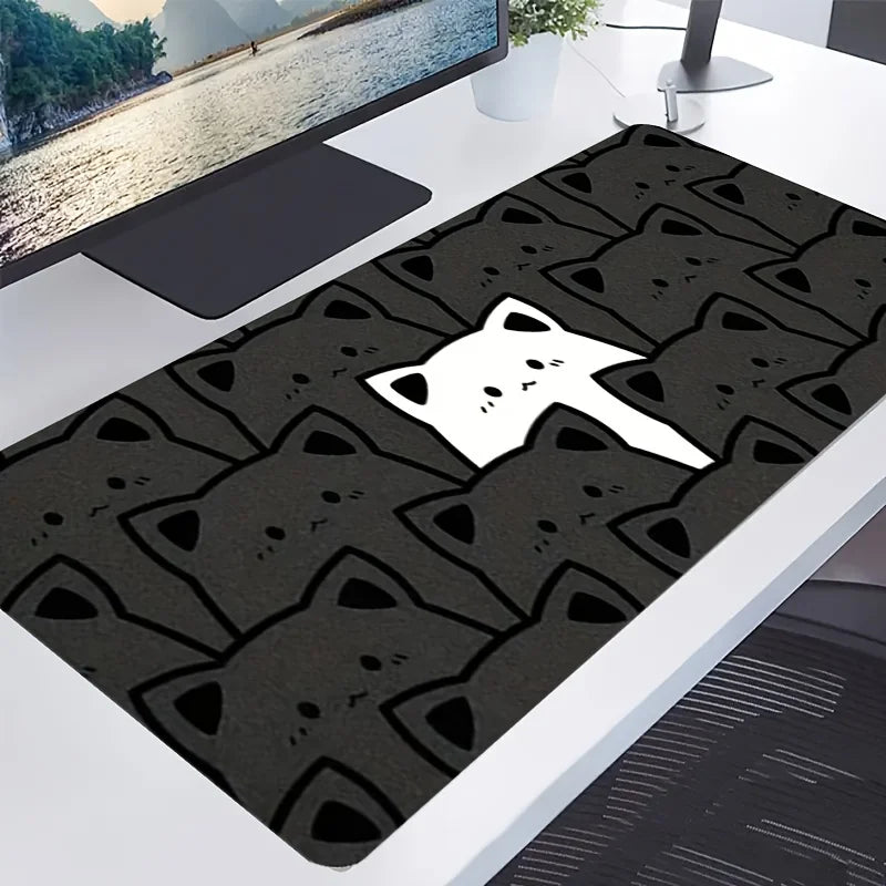 Cute cat non-slip mousepad, oversized rubber keyboard pad