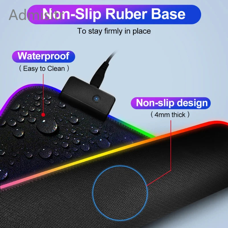 Black Mouse Pad Rgb Gaming Mause Mat